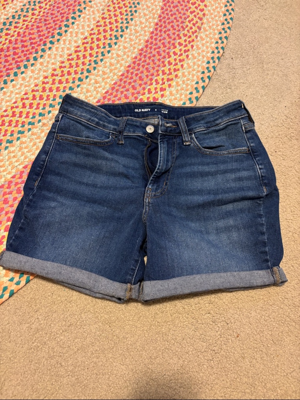 Old Navy Dark Blue Denim Roll-Cuff Women's Shorts size 6